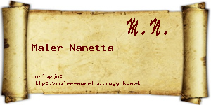 Maler Nanetta névjegykártya